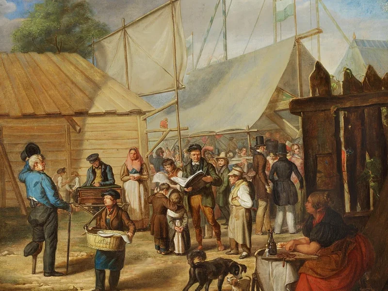 1810-Carl Johan Albrecht Løffler - La vita quotidiana in una piazza cittadina danese